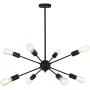 VINLUZ 8-Light Sputnik Chandelier Black Mid Century Modern Ceiling Light Industrial Pendant Lighting for Kitchen Dining Room Living Room