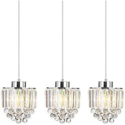 COTULIN Set of 3 Polished Decorative Crystal Pendant Light,Chandelier for Kitchen Island Dining Room Living Room Bar