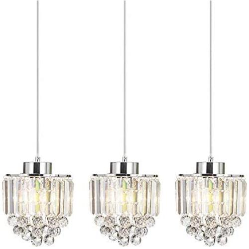 COTULIN Set of 3 Polished Decorative Crystal Pendant Light,Chandelier for Kitchen Island Dining Room Living Room Bar