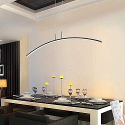 LAKIQ Modern Linear Dimmable LED Hanging Chandelier Light Fixture Dining Room Remote Control Ultra-thin Acrylic LED Pendant Lighting for Kitchen Island Dining Table Living Room(White,Stepless Dimming)