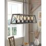 Zeyu 8-Light Kitchen Island Lighting, Farmhouse Linear Pendant Light in Wood and Black Finish, 011-8 WF/BK