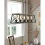 Zeyu 8-Light Kitchen Island Lighting, Farmhouse Linear Pendant Light in Wood and Black Finish, 011-8 WF/BK