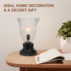 KAYBELE Accent Table Lamp, 13Tall Classic Uplight Table Lamp with Clear Glass Shade & Marbled Base Beside Lamp for Bedroom Living Room, Dining Room, Cafe Bar, Hallway, Church, Office-360 Lighting