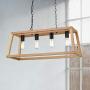 Light Society LS-C262-NT Bristol Natural Wood Pendant Lamp Chandelier with Metal Chain, Modern Industrial Style