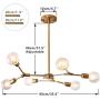 Modo Lighting Modern Sputnik Chandelier Brushed Brass Hanging Lamp Industrial Flush Mount Ceiling Light Fixture Adjustable Hanging Lamp for Living Room Restaurant E26(6-Light)