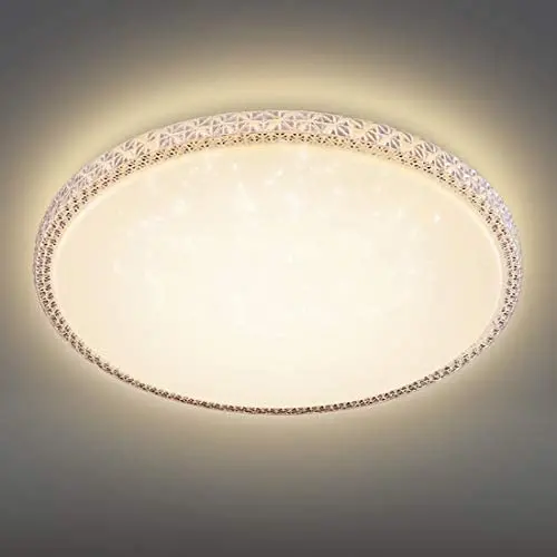 CORSO 20Inch Modern Ceiling Light Fixture Dimmable, Crystal Flush Mount Ceiling Lights for Living Room, Bedroom, Kitchen, Dining Room, 48W 3000K Warm White, 3500Lm, Ultra Slim & Super Bright