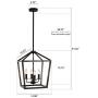 Lantern Oak Wrought Iron 4 Lights, Palacelantern Adjustable Height Pendant Light fixtures Ceiling Hanging with Iron Finish, Farmhouse, Foyer and Entryway, Dining Room, Kitchen