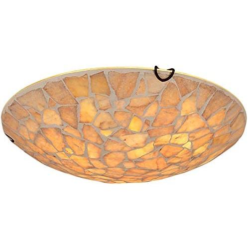 Artzone Tiffany Ceiling Lamp Flush Mount, Handcrafted Tiffany Ceiling Lamps for Living Room, Tiffany Ceiling Lamp Flush Mount, Stained Glass Ceiling Light Fixture - 16'' Natural Stone Lampshade