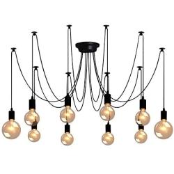 Spider Pendant Lamps 10-Light, Adjustable DIY Ceiling Spider Lamp Light, Industrial Hanging Lights for Resturant, Hotel, Living Room, Dining Room Decoration