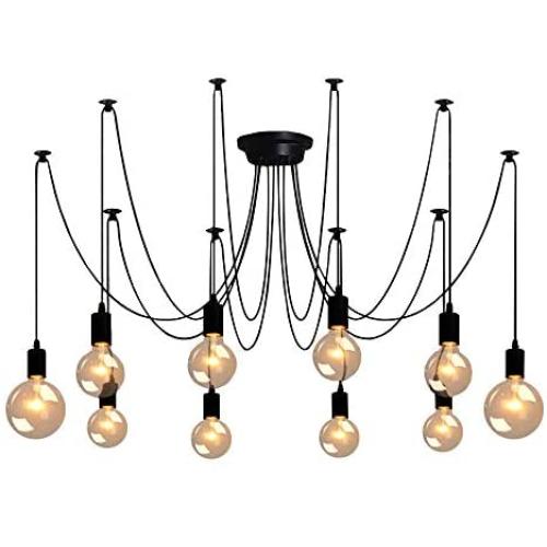 Spider Pendant Lamps 10-Light, Adjustable DIY Ceiling Spider Lamp Light, Industrial Hanging Lights for Resturant, Hotel, Living Room, Dining Room Decoration