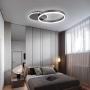 Modern Ceiling Lamp Dimmable LED Flush Mount Ceiling Light Brushed Aluminum 2 Rings Ceiling Light Fixture for Living Room Dining Room Kids Room (Coffee)