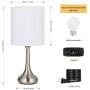 Modern Bedside Table Lamps, Desk Lamps Brushed Nickel Nightstand Lamps with White Fabric Shades for Living Room Family Bedroom Bedside Office(Set of 2) Modern Bedside Table Lamps, Desk Lamps Brushed Nickel Nightstand Lamps with White Fabric Shades for Living Room Family Bedroom Bedside Office(Set of 2)