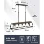 Eapudun 38-Inch 5-Light Kitchen Island Lighting, Farmhouse Linear Chandelier for Dining Room Pool Table Pendant Light Fixture, Matte Black and Wooden Finish, PDA1272-FBDT