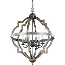 Sea Gull Lighting 5124906-846 Socorro Transitional Six Hall/Foyer Hanging Modern Light Fixture, Stardust/Cerused Oak Finish