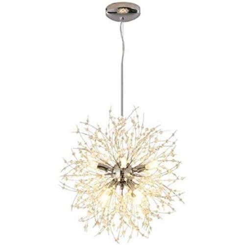 GDLMA Modern Sputnik Chandelier 8-Light Crystal Pendant Lamp for Bedroom,Dining Room,Living Room (Silver)