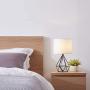 SOTTAE Black Hollowed Out Base Modern Livingroom Bedroom Bedside Table Lamp, Desk Lamp with White Fabric Shade