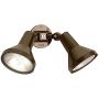 Dysmio Lighting Two Light Outdoor Security Flood Light with Heavy Duty Cast Aluminium Body in Bronze Finish.