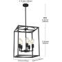 BONLICHT 5 Light Large Farmhouse Chandelier Rustic Dining Room Lighting Fixtures Hanging,Black Foyer Square Cage Pendant Lighting Vintage Industrial Kitchen Island Ceiling Lamp with Metal Art Shade