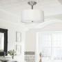 CO-Z 2 Light Drum Light Fixtures with White Shade, Modern Semi Flush Mount Ceiling Light Fixture for Kitchen, Bedroom, Living Room, Hallway, Drum Shade Flush Mount Chandelier in Brushed Nickel Finish