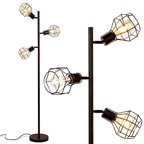 Brightech Robin - Industrial Tree Floor Lamp with 3 Cage Heads & Vintage Edison Bulbs - Rustic, Farmhouse Pole Light for Living Rooms - Free Standing LED Lighting for Bedroom - Black Brightech Robin - Industrial Tree Floor Lamp with 3 Cage Heads & Vintage Edison Bulbs - Rustic, Farmhouse Pole Light for Living Rooms - Free Standing LED Lighting for Bedroom - Black