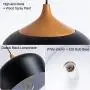 CHYING Modern Wood Pattern Dome Pendant Light, Lantern Simple Lighting with E26 40W Bulb Black Metal Shade Industrial Ceiling Light Fixture for Kitchen Island Dining Room Barn Living Room