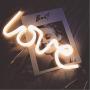 MorTime Love Neon Signs, LED Neon Light for Party Supplies, Girls Room Decoration Accessory, Table Decoration, Children Kids Gifts (Warm White)