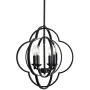 VINLUZ Farmhouse Chandeliers 4-Light Black Finish Metal Globe Orbits Kitchen Island Pendant Lighting with Pivoting Interlocking Rings, Modern Ceiling Hanging Lamp for Dining Room Bedroom Hallway