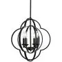 VINLUZ Farmhouse Chandeliers 4-Light Black Finish Metal Globe Orbits Kitchen Island Pendant Lighting with Pivoting Interlocking Rings, Modern Ceiling Hanging Lamp for Dining Room Bedroom Hallway