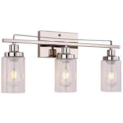 SIVILYNUS 3 Lights Bathroom Light Fixtures Brushed Nickel Vanity Lights for Bathroom Sconces Wall Lighting with Clear Glass Shade for Hallway Kitchen Bedroom Living Room