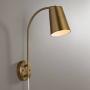 Sully Modern Wall Lamp Warm Brass Plug-in Light Fixture Adjustable Head Curved Arm for Bedroom Bedside Living Room Reading - 360 Lighting