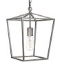 LITFAD Antique Nickel Lantern Pendant Lighting Industrial 1 Light Metal Ceiling Lamp LED Barn Pendant Light Ceiling Hanging Light with Adjustable Hanging Chain for Dining Room Kitchen Restaurant Bar