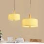 Nordic Log Chandelier E26 Adjustable Height Pendant Light Fixture Linen Lampshade Modern Ceiling Light Hanging Lamp for Kitchen Dining Room Hallway