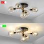 Modo Lighting 5 Light Semi Flush Mount Ceiling Light Vintage Metal Brushed Nickel Sputnik Chandelier Light Fixture Industrial Ceiling Lamp for Living Room Kitchen Hallway Restaurant