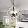 Farmhouse Orb Chandelier, 4-Light Hand-Painted Distressed Wood Hanging Light Fixture for Island Dining Foyer Entryway Lighting. (White, 4-Light) Farmhouse Orb Chandelier, 4-Light Hand-Painted Distressed Wood Hanging Light Fixture for Island Dining Foyer Entryway Lighting. (White, 4-Light)