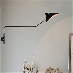 SUSUO Simple Style Swing Wall Sconce with Dome Shade 1-Light Black Wall Lamp for Hallway Foyer Entry Bedroom Dining Room,E26 Light Bulb Socket（Hardwired,with On/Off Switch）