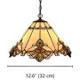 LITFAD Tiffany LED Pendant Lighting Stained Glass Cone Pendant Light 2 Lights Antique LED Ceiling Lamp Art Decoration Ceiling Hanging Light for Dining Room Restaurant Study Room - Beige, 12.6'' (32 cm)