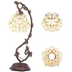 Tiffany Desk Lamp Stained Glass Table Reading Light Clear Lover Flower Petals Copper Style Shade W6H20 Inch S700 WERFACTORY Lamps Living Room Bedroom Antique Dresser Bookcase Desk Bedside Craft Gifts