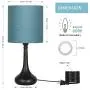 HAITRAL Bedside Table Lamps - Nightstand Lamps Set of 2, Modern Desk Lamp for Bedroom, Living Room, Office with Metallic Base and Fabric Shade - Dark Blue (HT-BTL11-06X2) HAITRAL Bedside Table Lamps - Nightstand Lamps Set of 2, Modern Desk Lamp for Bedroom, Living Room, Office with Metallic Base and Fabric Shade - Dark Blue (HT-BTL11-06X2)
