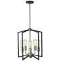 Zeyu 5-Light Foyer Chandelier, Industrial Pendant Hanging Light Fixture for Hallway Dining Room, Black and Satin Nickel Finish, ZJF14-5 SN+BK