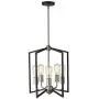 Zeyu 5-Light Foyer Chandelier, Industrial Pendant Hanging Light Fixture for Hallway Dining Room, Black and Satin Nickel Finish, ZJF14-5 SN+BK