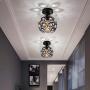 Semi Flush Mount Ceiling Light Fixture, Antique Black Metal Crystal Chandelier Lamp, Indoor Lighting for Bathroom Fixture Foyer Ceiling Fixture Hallway Lighting Fixture