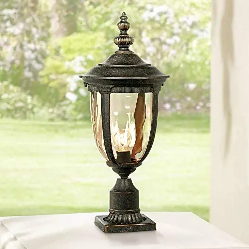 Bellagio Vintage Outdoor Post Light Bronze 25 inch Tall Fixture with Pier Mount for Deck Patio Entryway - John Timberland