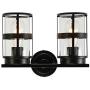 ELUZE Bathroom Vanity Light, 2-Light Industrial Metal and Clear Glass Shade Wall Lighting Fixture. Black Vintage Wall Lamp for Kitchen Living Room Dining Room and Farmhouse interiors.
