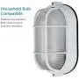 NOMA Outdoor Bulkhead Light | Marine Style Light | Waterproof Outdoor Wall Lantern | White Oval Shaped Light with Bevelled Glass Panels