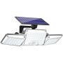 JosMega Upgraded Larger 130 LED Solar Powered Motion Sensor Flood Security Wall Lights Outdoor IP65 Waterproof 3 Head 360° Adjustable Spotlights for Porch Garden Patio Yard Garage Pathway 1 Pack