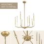 GEPOW Gold Modern Chandelier, 8-Light Candle Light Fixture for Dining Room, Bedroom, Kitchen, Living Room, Foyer, Entryway