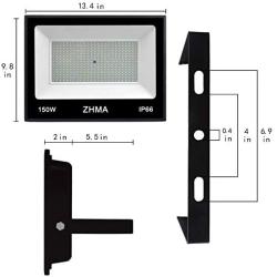 ZHMA 150W LED Flood Lights Outdoor，Super Bright Flood Light with Plug，LED Work Lights IP66 Waterproof，6500K White Light，Outdoor Flood Lights for Yard, Basketball Court, Garden（2 Pack）