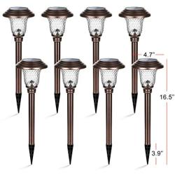 GIGALUMI 8 Pack Solar Pathway Lights, Solar Garden Lights Outdoor Warm White, Waterproof Led Path Lights for Yard, Patio, Landscape, Walkway (Brown)