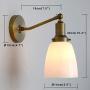 Permo Industrial Vintage Slope Pole Wall Mount Single Sconce with 5.5'' Oval Dome Milk White Glass Shade Wall Sconce Light Lamp Fixture (Antique)