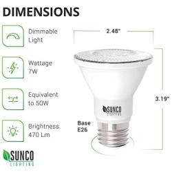 Sunco Lighting 10 Pack PAR20 LED Bulb, 7W=50W, Dimmable, 6000K Daylight Deluxe, E26 Base, Indoor/Outdoor Spotlight, Waterproof - UL & Energy Star
